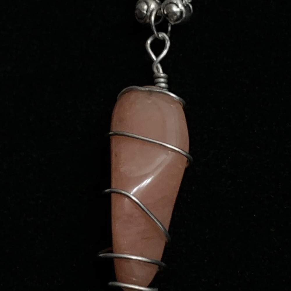 1.5” Hand Wrapped Aventurine Stone Pendant With  Free Silver Plated Necklace - Picture 3 of 6